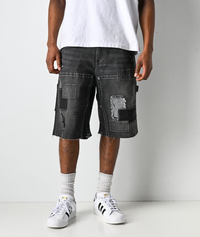 True Religion Vinny Big T Black Wash Carpenter Shorts - True Religion