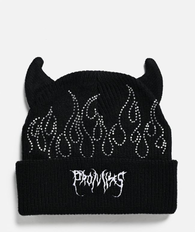 Broken Promises Firestarter Black Horn Beanie - Broken Promises