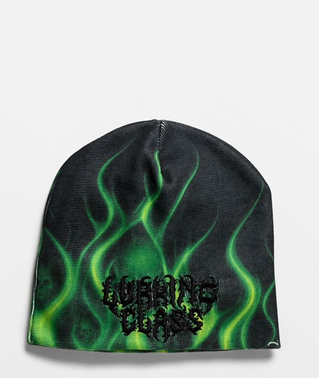Lurking Class by Sketchy Tank Ghost Rider Black & Green Skully Beanie - Lurking Class by Sketchy Tank
