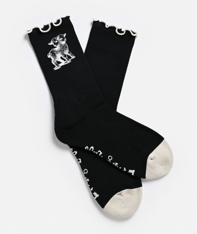 Lurking Class by Sketchy Tank Two Faced Black Ruffle Crew Socks - Lurking Class by Sketchy Tank