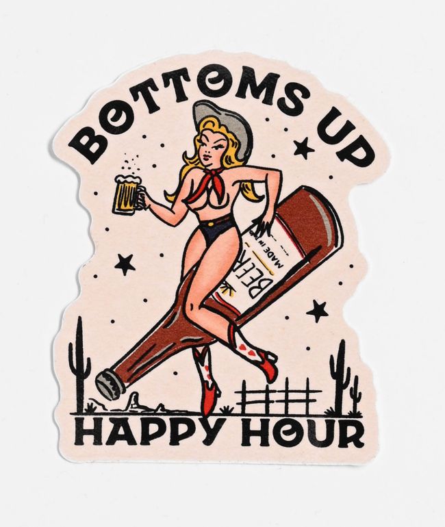 Happy Hour Bottoms Up Sticker - Happy Hour