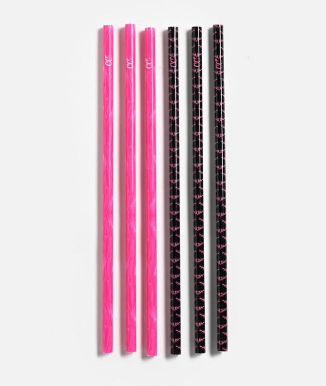 CharCharms Cyber Black & Pink 6 Pack 40oz Tumbler Straws - CharCharms
