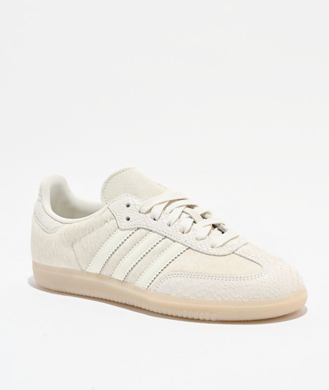 adidas Samba OG Pony Hair Off White & Crystal Linen Skate Shoes - adidas
