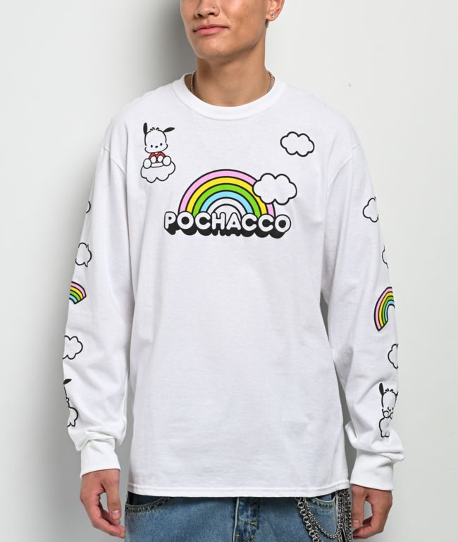 Hello Kitty® & Friends | A.LAB Pochacco™ Over The Rainbow White Long Sleeve T-Shirt - Hello Kitty And Friends