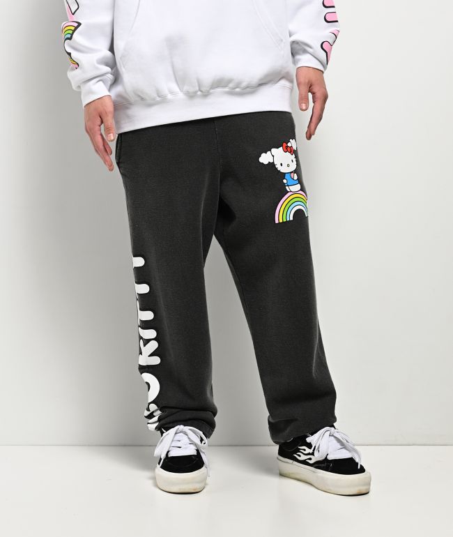 Hello Kitty® & Friends | A.LAB Hello Kitty Over The Rainbow Black Wash Sweatpants - Hello Kitty And Friends