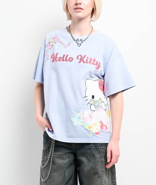 Hello Kitty® & Friends | A.LAB Hello Kitty Pink Ribbon Blue T-Shirt - Hello Kitty And Friends