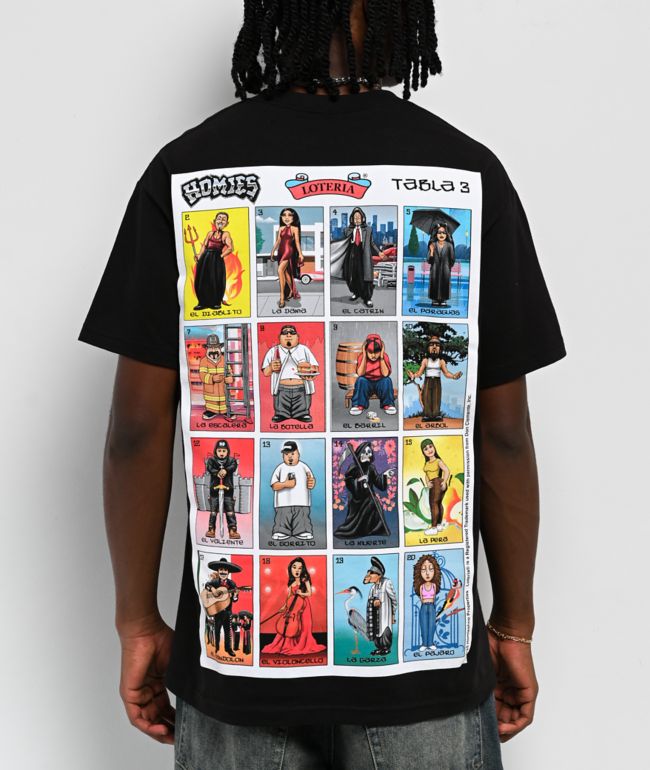 DGA Homies Loteria Tabla Black T-Shirt - DGA