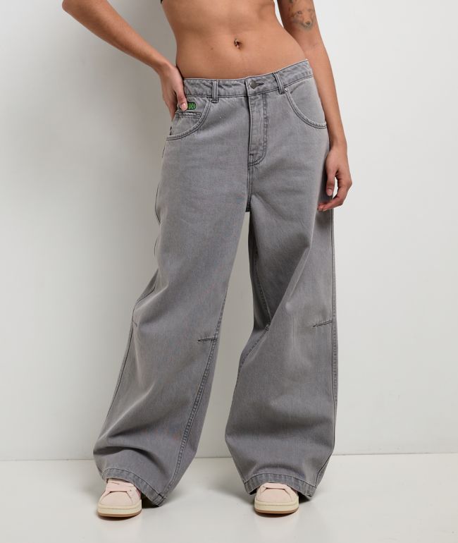 Empyre Extent Pockies Grey Mid Rise Wide Leg Jeans - Empyre
