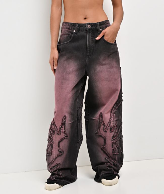 Vitriol Verona Pink Wash Wide Leg Jeans - Vitriol