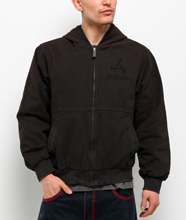 Affliction Catharsis Black Hooded Canvas Jacket - Affliction