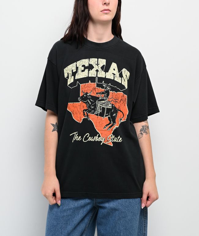 Club Vintage Texas Cowboy Black T-Shirt - Club Vintage
