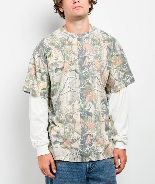 ITA Tree Camo & White 2fer Long Sleeve T-Shirt - ITA