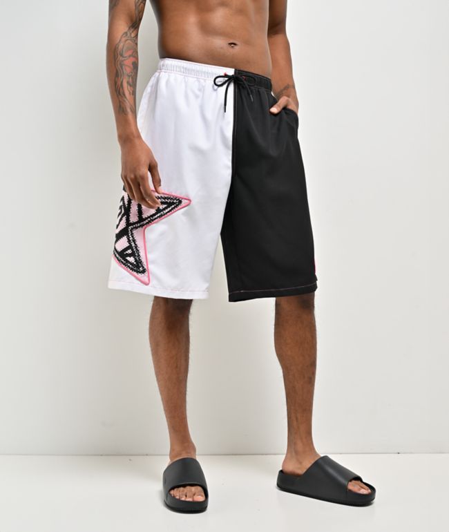 A.LAB Bass Star Piped White & Black Board Shorts - A.LAB