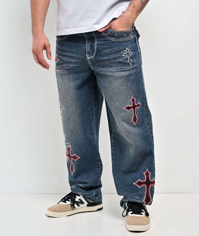 Ninth Hall Ambush Crosses Baked Medium Blue Wash Loose Fit Jeans - Ninth Hall