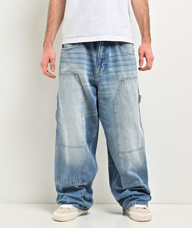 Empyre Skate Work Light Blue Wash Ultra Wide Carpenter Jeans - Empyre