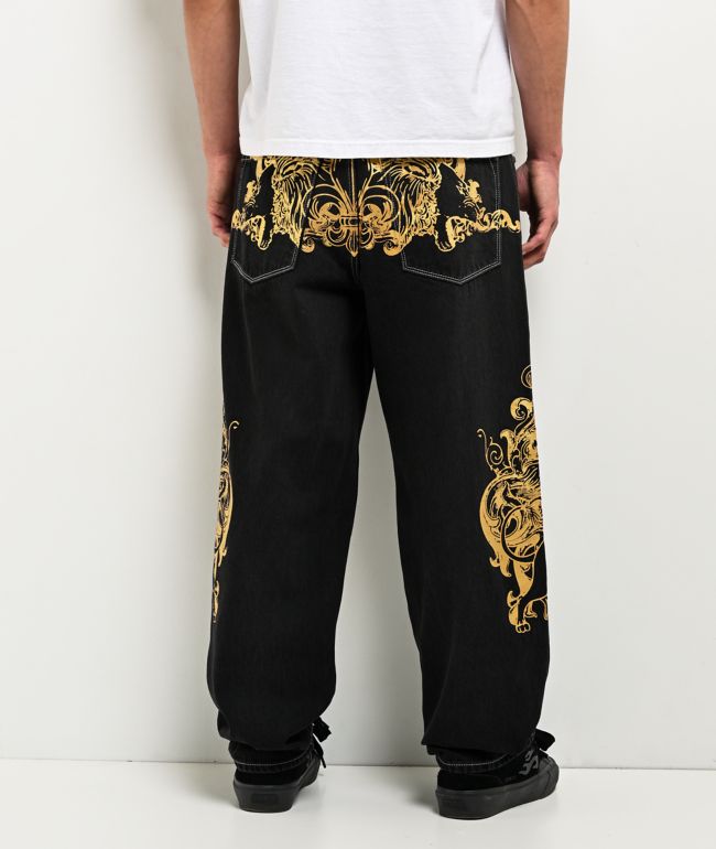 Ninth Hall Ambush Fleur De Lion Black Wash Loose Fit Jeans - Ninth Hall