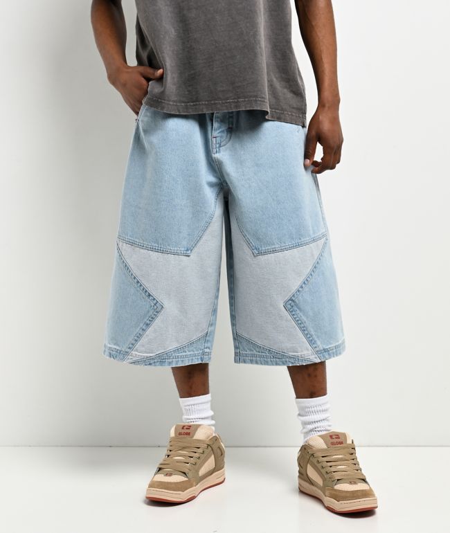 A.LAB Mega Star Light Blue Wash Denim Shorts - A.LAB