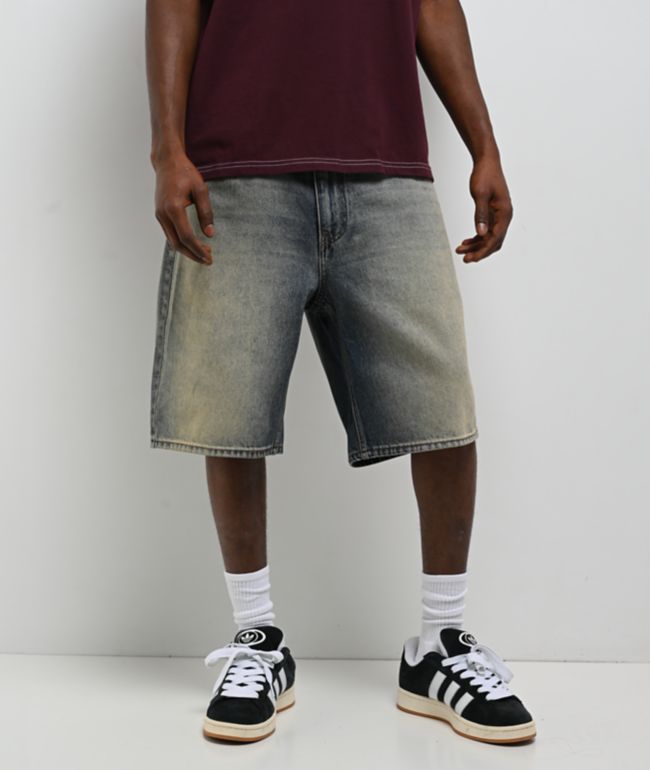 Empyre Faded Blue Wash Loose Fit Skate Shorts - Empyre