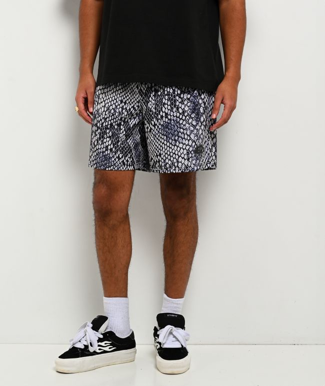 Empyre Snake Off White & Blue Mesh Shorts - Empyre