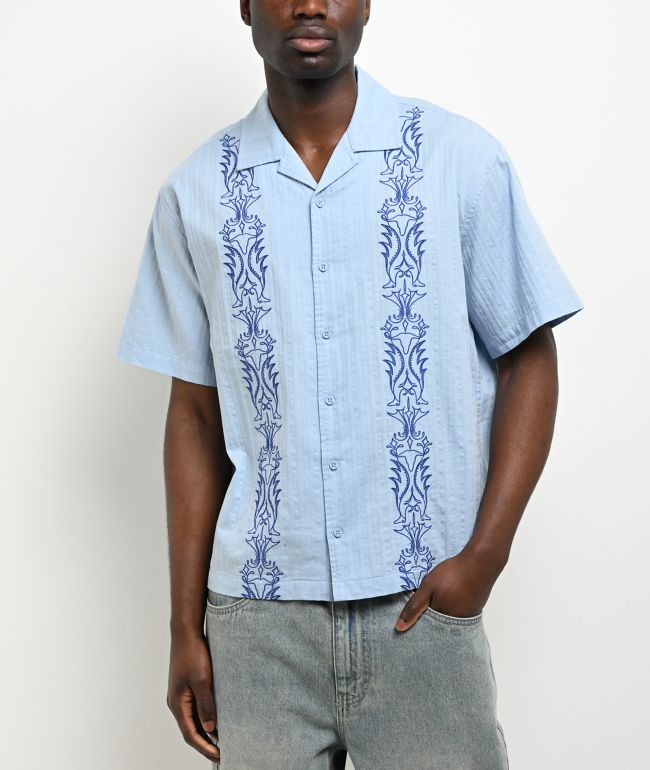 Empyre Lenny Embroidered Bue Button Up Shirt - Empyre