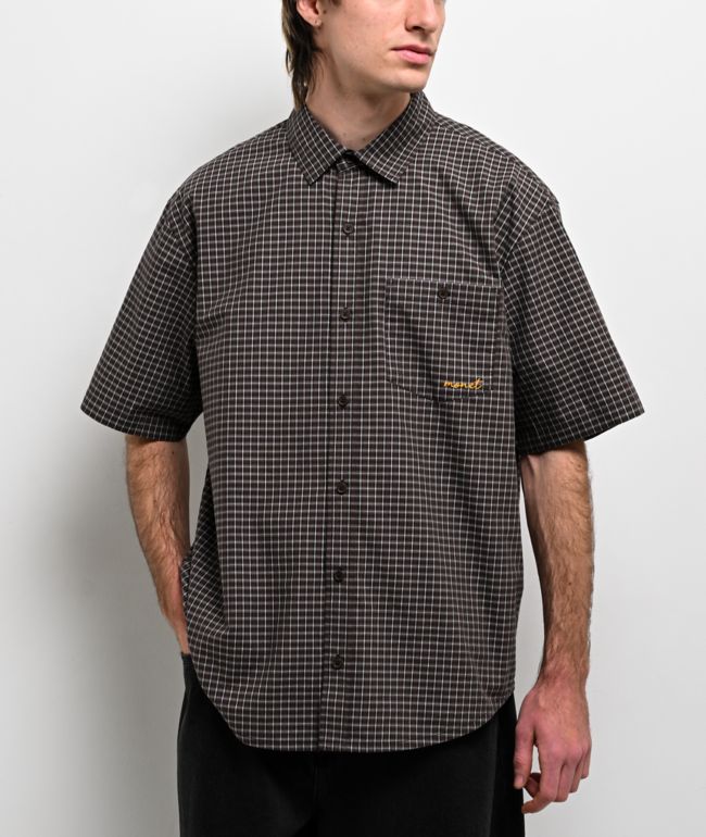 Monet Skateboards Sweeper Brown Plaid Button Up Shirt - Monet Skateboards
