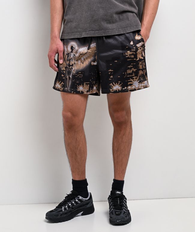  Ninth Hall City Skyline Black Mesh Shorts - Ninth Hall