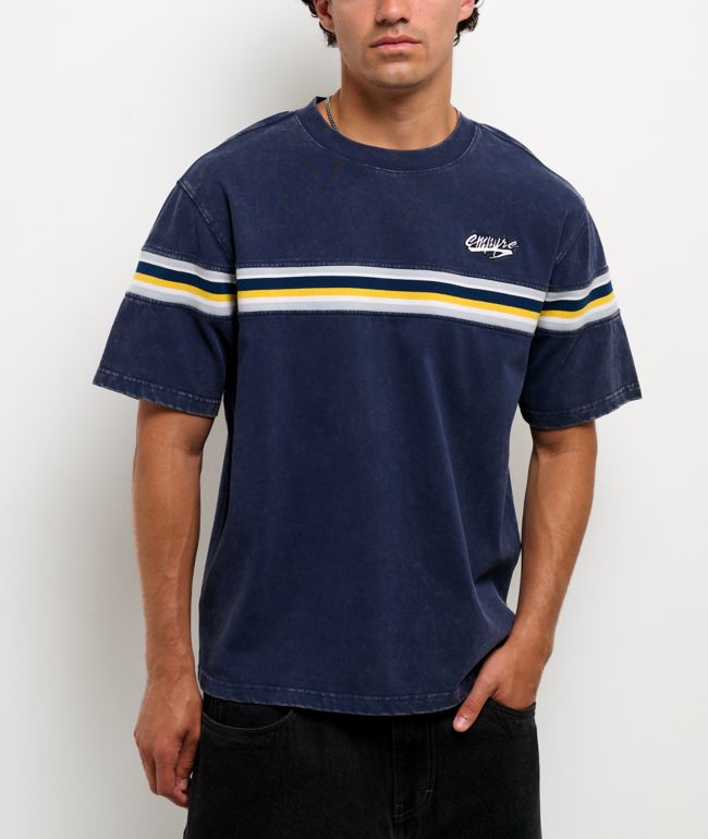 Empyre Sandstorm Stripe Navy Wash Boxy T-Shirt - Empyre
