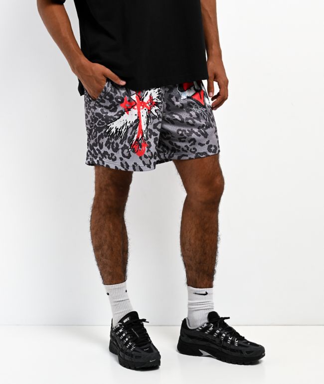 Ninth Hall Fade Leopard Grey Mesh Shorts - Ninth Hall