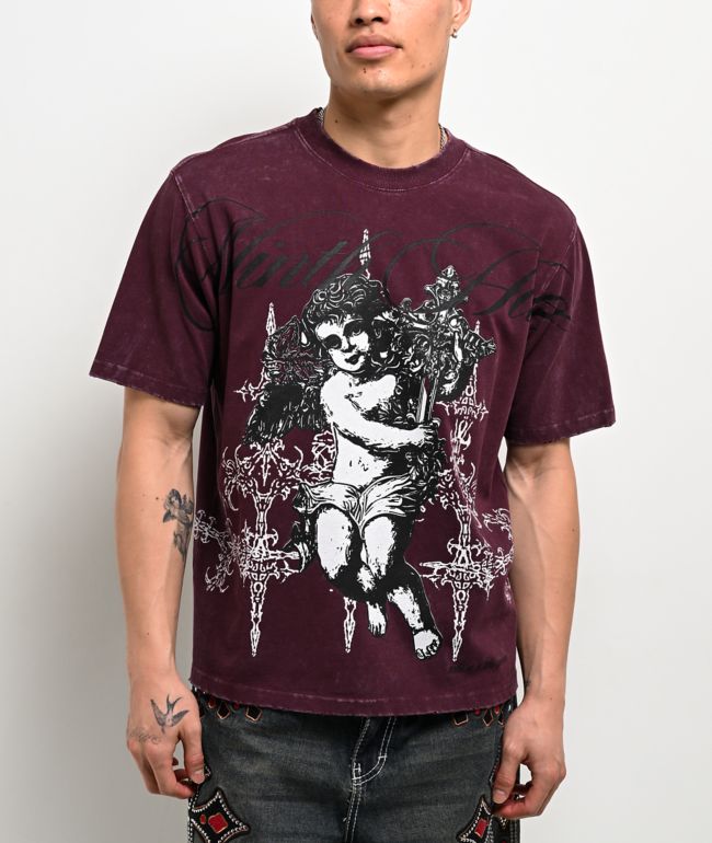 Ninth Hall Little Helper Burgundy Wash Boxy T-Shirt - Ninth Hall