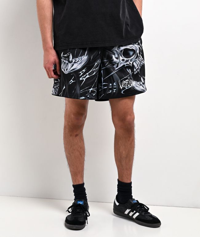 Vitriol Skull Black Mesh Shorts - Vitriol