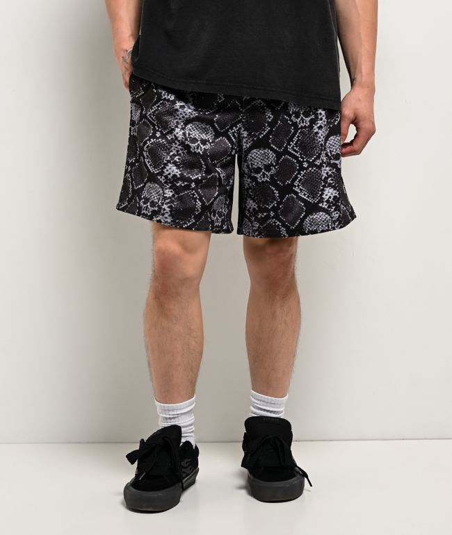 Lurking Class by Sketchy Tank Python Black & Grey Mesh Shorts - Lurking Class by Sketchy Tank