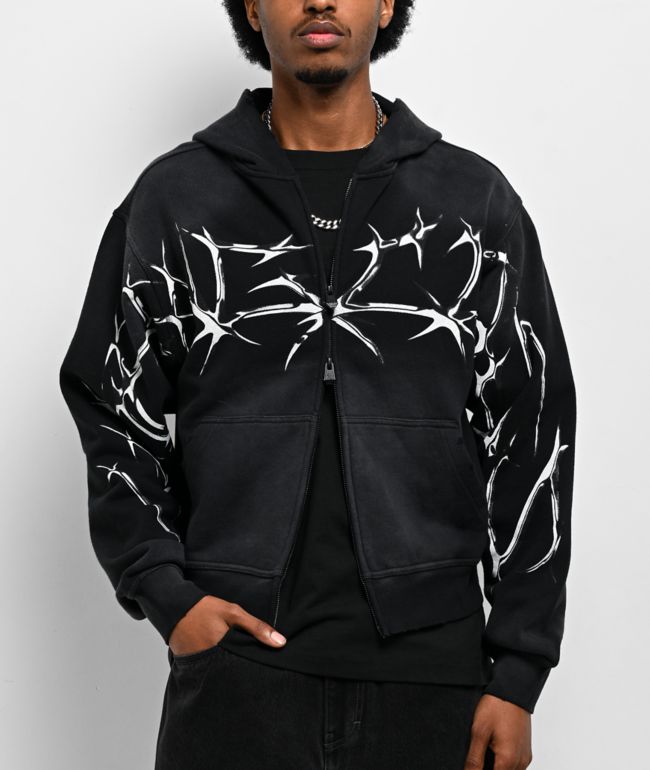 Welcome Duality Black Wash Crop Zip Hoodie | Zumiez