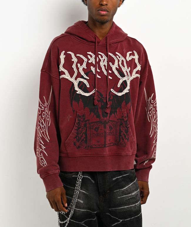 Vitriol Thunder Brown Wash Crop Zip Hoodie - Vitriol