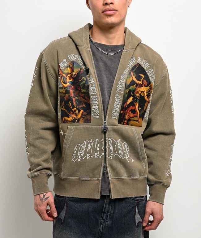 Vitriol Arches Green Boxy Zip Hoodie - Vitriol