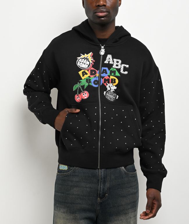 Adam Bomb Variety Patch Black Zip Hoodie - Adam Bomb