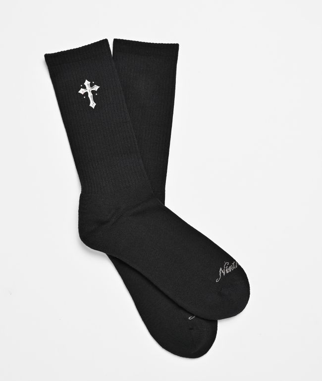 Ninth Hall Metal Cross Black Crew Socks - Ninth Hall