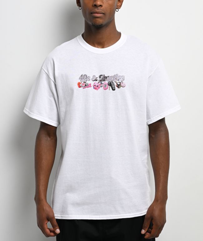 40s & Shorties Y2K Keychain White T-Shirt - 40s & Shorties