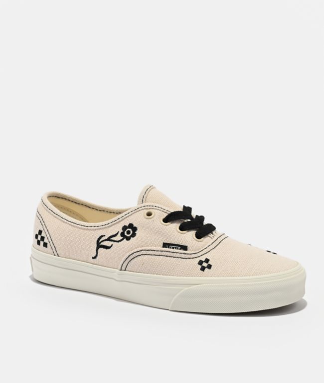 Vans Authentic Embroidery Creme & Black Shoes - Vans