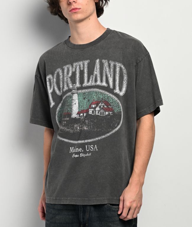 Dravus Portland Maine Grey Wash T-Shirt - Dravus