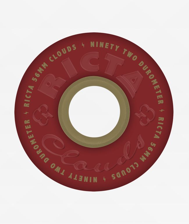 Ricta Clouds 56mm 92a Maroon & Gold Skateboard Wheels - Ricta Wheels