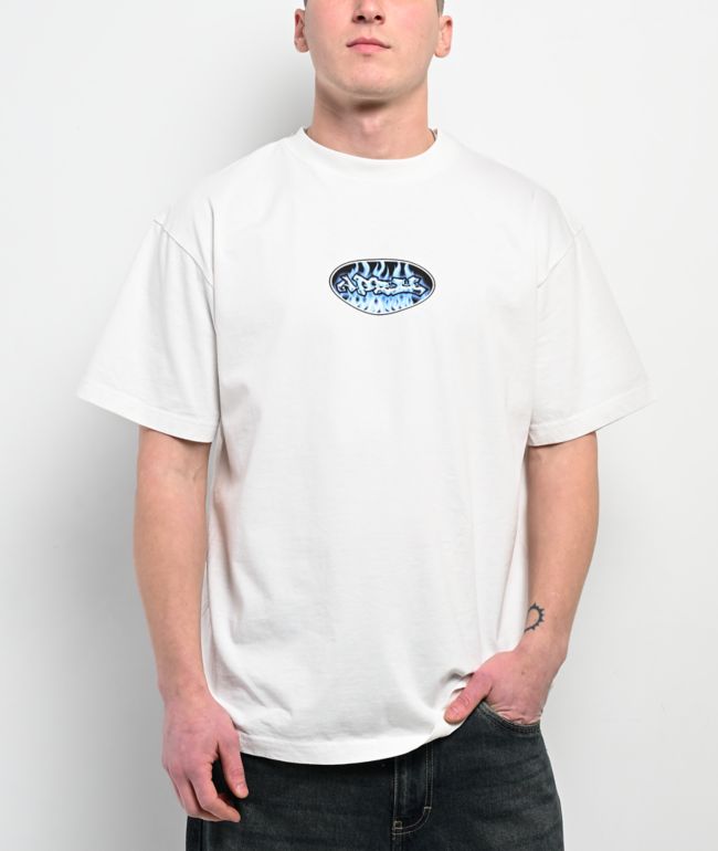 April Clear Flames White Boxy T-Shirt - April Skateboards