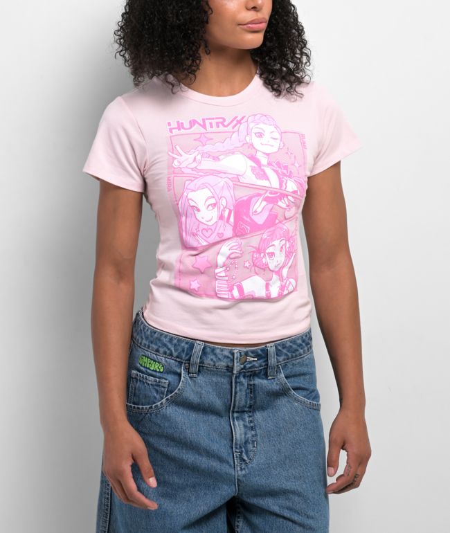 KPop Demon Hunters Huntrix Pink Crop T-Shirt - 