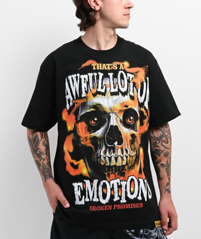 Broken Promises x That's A Awful Lot Of Cough Syrup Lot Of Emotions Black T-Shirt - Broken Promises