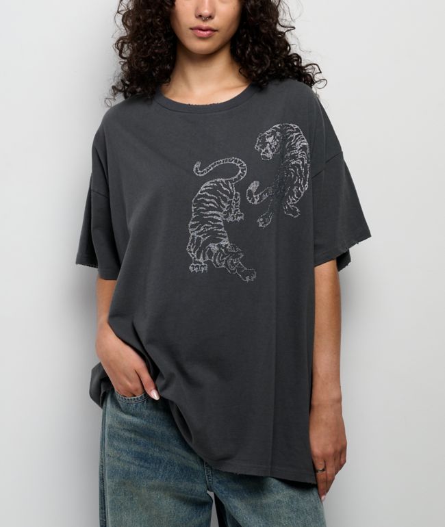 Zutter Glitter Tiger Grey T-Shirt - Zutter