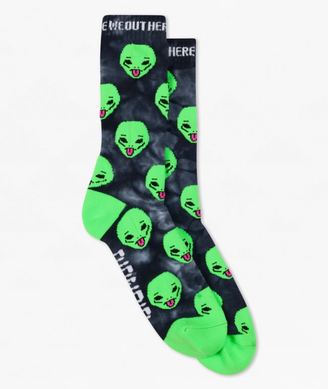 RIPNDIP We Out Here Black Wash Crew Socks - RIPNDIP