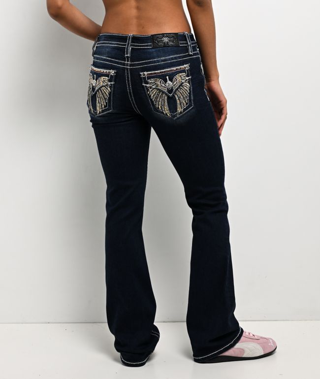 Miss Me Wing Medium Blue Wash Bootcut Jeans - Miss Me