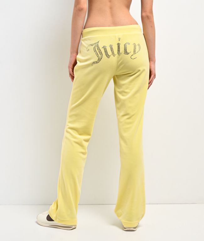 Juicy Couture OG Big Bling Yellow Iris Velour Track Pants - Juicy Couture