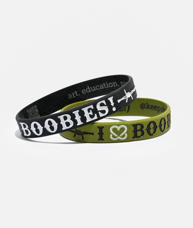 Keep A Breast Foundation Barbed Wire Catus Green & Black Mini 2 Pack Bracelets - Keep A Breast Foundation