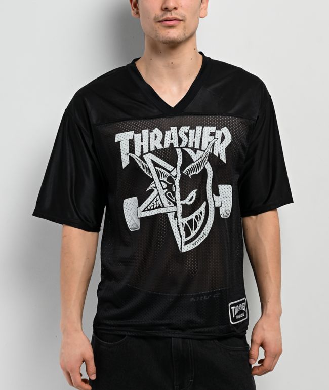Thrasher x Spitfire Thrash & Burn Black Football Jersey - Thrasher