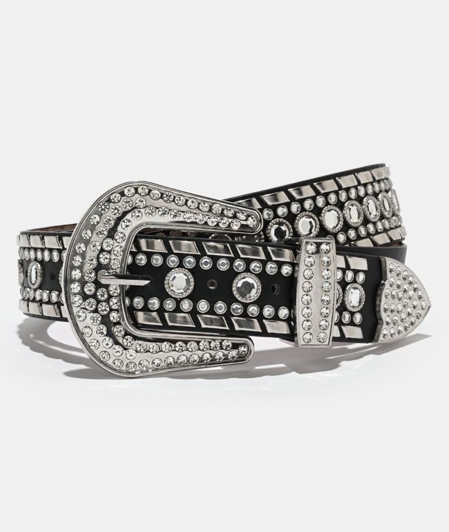 Ella Shea Rhombus Gem Bling Black Belt - Ella Shea